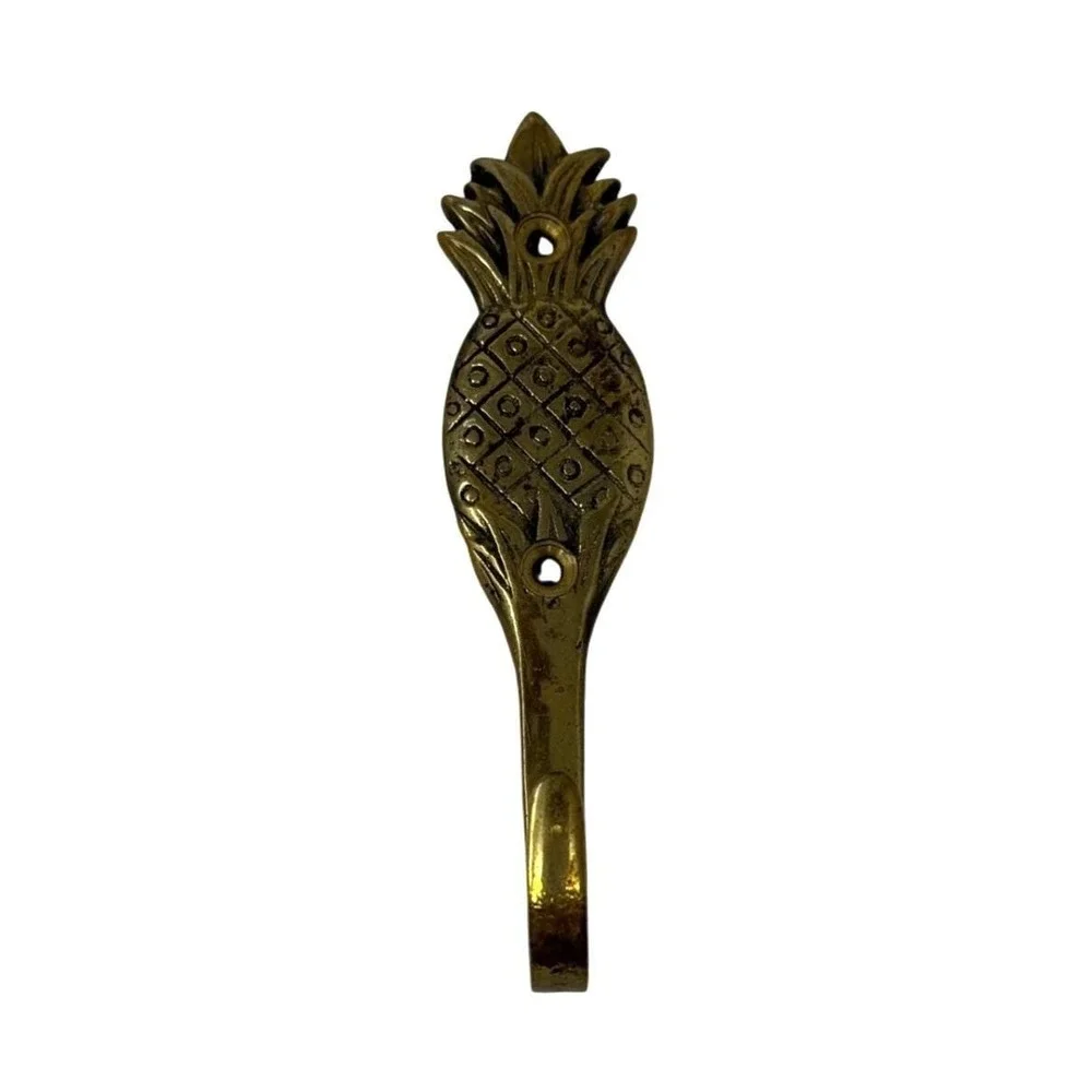 Vintage Brass Pineapple Wall Hook Hospitality Symbol Coat Hook Tropical Entryway